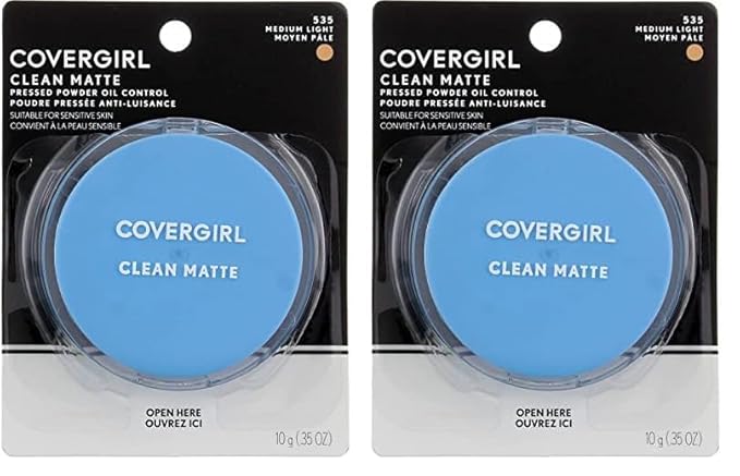 COVERGIRL Clean Matte Pressed Powder Medium Light, 35 Ounce (packaging may vary) (Pack of 2)