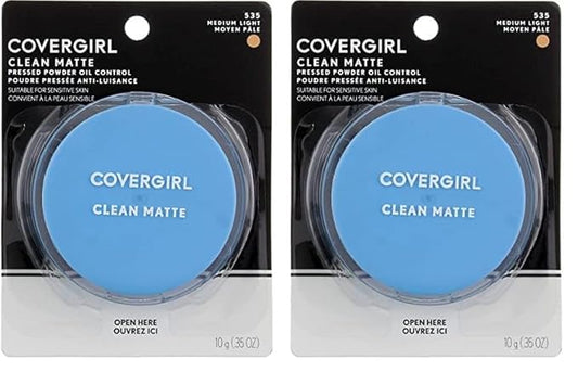 COVERGIRL Clean Matte Pressed Powder Medium Light, 35 Ounce (packaging may vary) (Pack of 2)