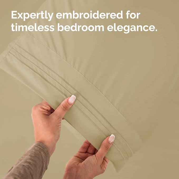 Queen Pillow Cases Set of 4 - Ultra Soft Hotel Quality Pillowcase Covers - Comfy, Cozy & Wrinkle Free - Shrinkage, Stain and Fade Resistant - Machine Washable Pillow Protectors - 4 Piece Set - Beige