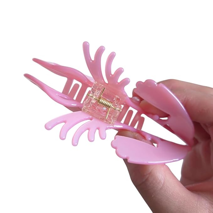 Novelty Shrimp Hair Clips,Cute Acetate Hair Clip,Big Claw Clips for Women,Pink
