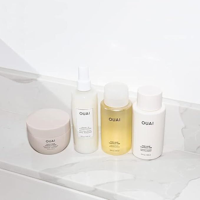 OUAI Fine Shampoo and Conditioner Set - Sulfate Free Shampoo and Conditioner for Women & Men - Made with Keratin, Marshmallow Root, Shea Butter & Avocado Oil - Free of Parabens & Phthalates (10 Fl Oz)