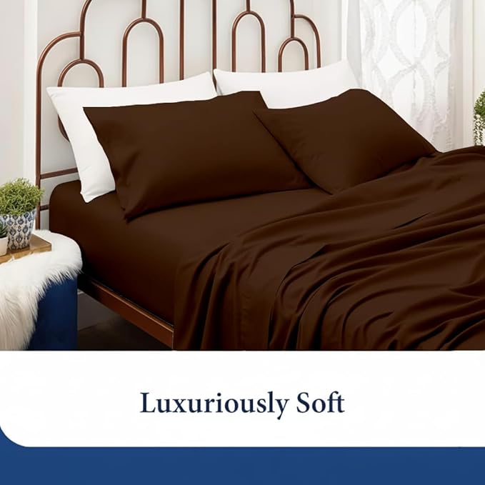 SKY BEDDINGS Queen Pillowcase Set of 2 - Soft Brushed Microfiber Pillow Cases with Envelope Clouser - Wrinkle-Free, Fade-Resistant Pillow Covers - 20 x 30 Inches, Chocolate