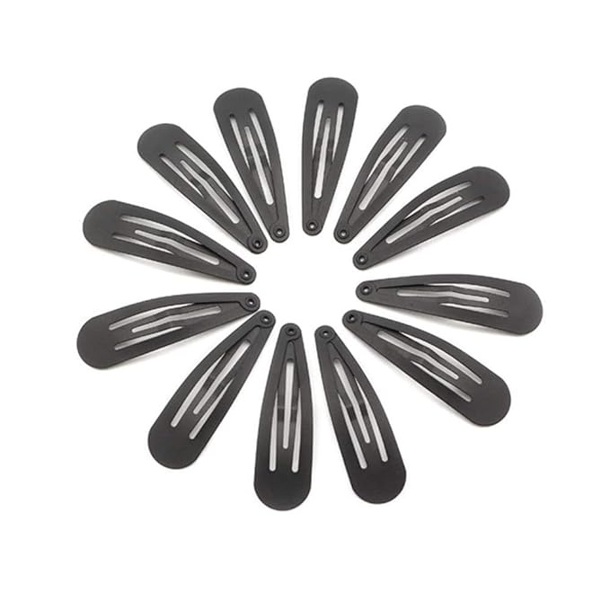 Dofash 12PCS Snap Hair Clips For Women-Non Slip & Metal Hair Barrettes, 5cm 2'' Small Clips For Thin & Fine Hair, Matte finished black
