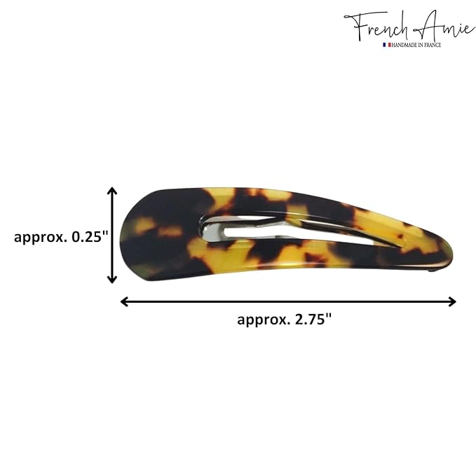 French Amie Clic Clac Large Handmade Celluloid Acetate Set of 2 Snap Hair Clips No Slip Side Slide-in Barrette for Women and Girls (Tokyo)