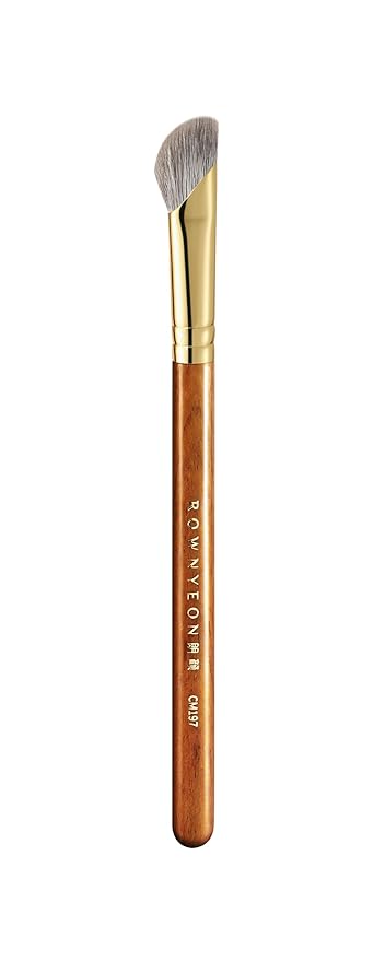 Desert Oak Series Pro Nose Sculptor - Arctic Fluff Hybrid Bristles for Nasal Contouring, Wide Angled Nose Brush, Bubinga Handle (CM 197)