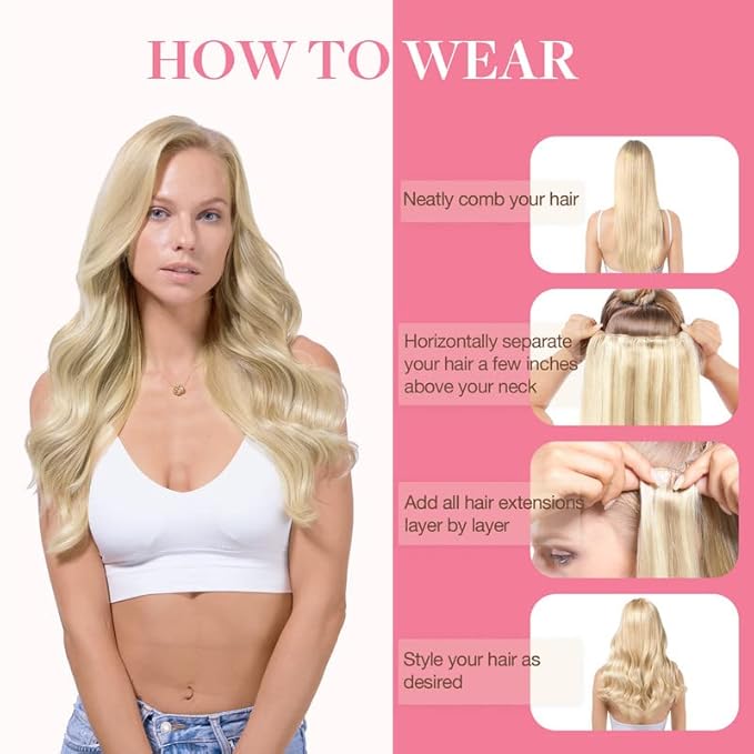 GOO GOO Clip in Hair Extensions Real Human Hair, Remy Human Hair Extensions Clip ins for Women, Natural Human Hair, 18inch 150g 9Pcs, 8A/22 Medium Brown Highlighted Golden Blonde