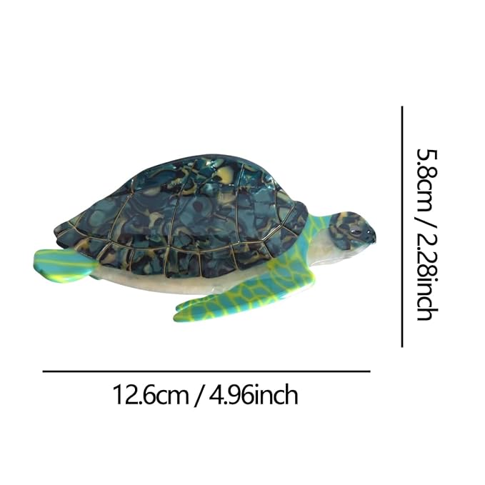 Novelty Green Sea Turtle Hair Clip,Acetate Hair Claw,Big Hair Clips for Women