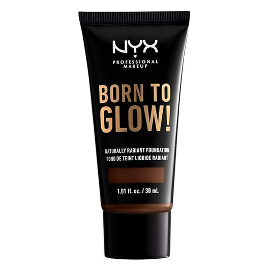 NYX PROFESSIONAL MAKEUP Born To Glow Naturally Radiant Foundation, Medium Coverage - Warm Walnut