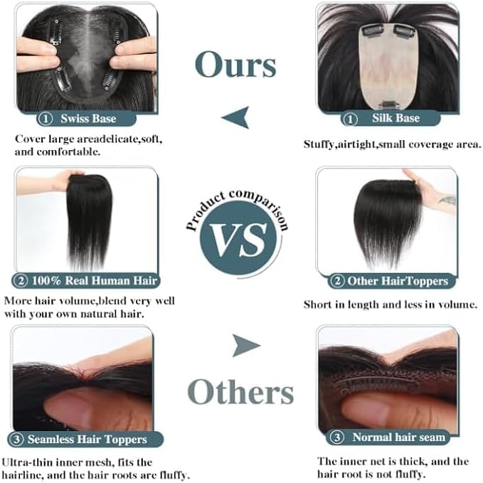 Human Hair Toppers for Women Real HairTopper with Thinning Hair 120% Density Round Shaped Swiss Base Hair Pieces 40g-Medium Brown to Creamy Iced Blone（4T1016#）