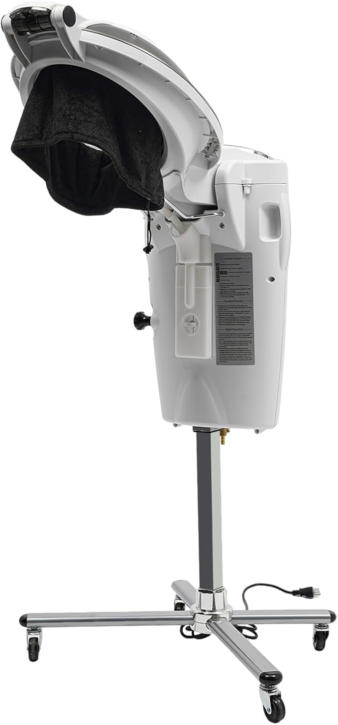 700W Professional Hair Steamer with Ozone & Nano Mist, 2L Tank, Adjustable Height 55-66", 12 Color Lights, for Salon & Home Use - Hair Treatment, Coloring, Conditioning, Drying, Styling (White)