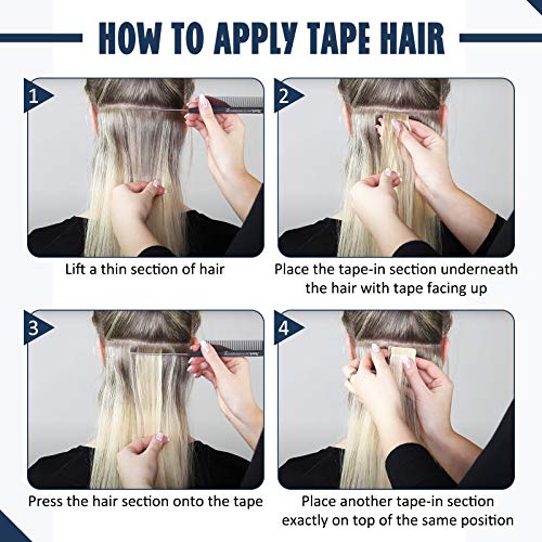 Full Shine Tape in Human Hair Extensions Color 4/24/4 Brown Fading to Blonde and Brown Balayage 20Inch Seamless Invisible Brazilian Tape in Hair Extension for Wedding 20Pcs 50Gram Soft