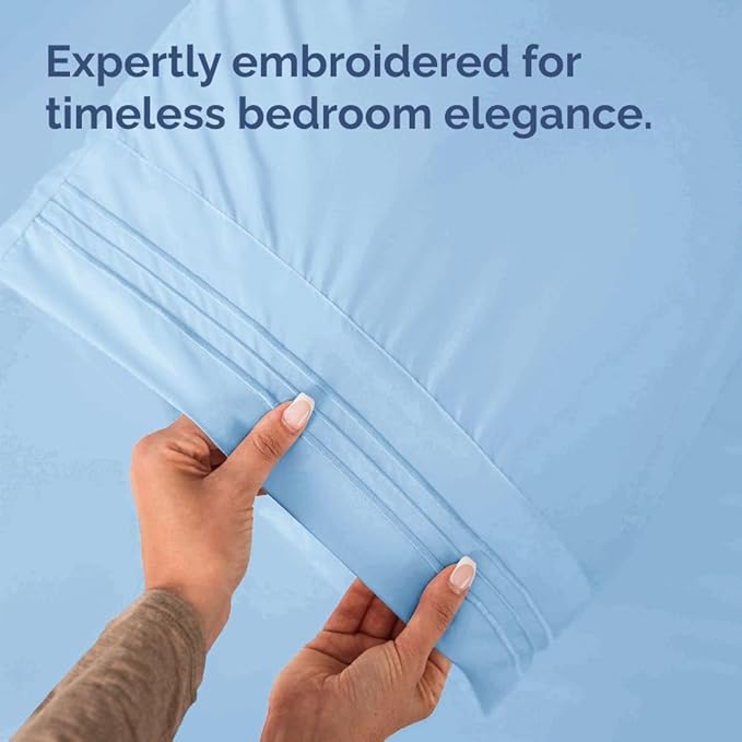 Queen Pillow Cases Set of 6 - Ultra Soft Hotel Quality Pillowcase Covers - Comfy, Cozy & Wrinkle Free - Shrink, Stain & Fade Resistant - Machine Washable Pillow Protectors - 6 Piece Set - Light Blue