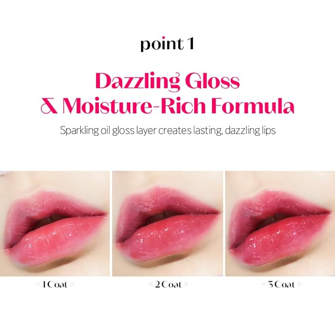 ETUDE Dear Darling Oil Tint #5 Red Oil 4.2g | High Moisturizing and Strong Hydrating Lip Oil/Lip Gloss | Smooth and Moist Lips | Non-Sticky Lip Oil Tint For Dry Lips | K-beauty