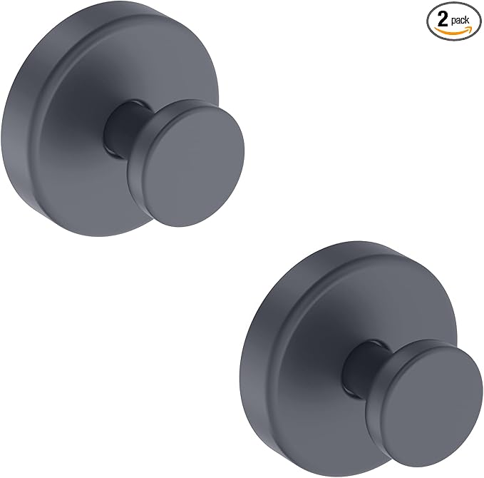 Suction Cup Hooks for Shower, Removable Towel Hooks for Bathroom Window Glass Door Wall, Bath Robe Looafh Hook for Hanging - 2 Pack, Grey