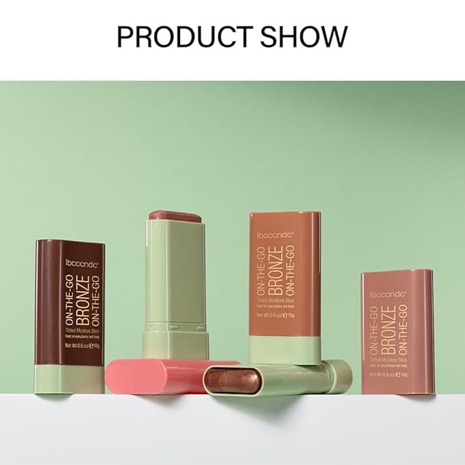 UNYOKE Soft Creamy Highlighter Blush Stick,Smooth Shimmer Bronzer Stick,Long Lasting Waterproof Blush Illuminator Luminizer,Blendable Natural Glow Makeup Cream Blush Highlight 0.6 Oz（04# Beach Glow）