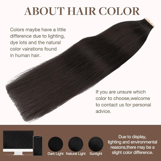 GOO GOO Tape in Hair Extensions Human Hair, 1B Natural black, 16inch 100g 40pcs, Skin Weft Seamless Invisible, Silky Straight with Thick Ends, Remy Human Hair
