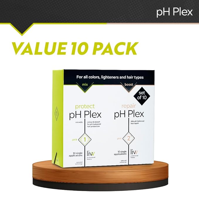 LIW pH Plex Steps 1&2 Protect & Repair Hair Care Treatment - Use with Home Hair Color & Bleach Products - Salon Quality Professional Results at Home - Value Pack (10 Sachets of Steps 1 & 2)