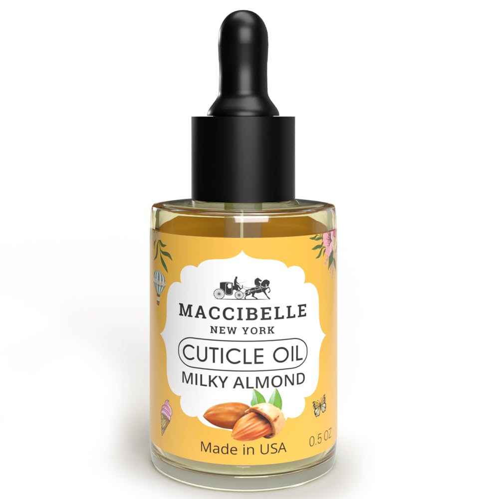 Maccibelle Cuticle Oil Almond Oil 0.5 oz - For Dry Nail Cracked Cuticles (Milky Almond 0.5 Fl Oz)