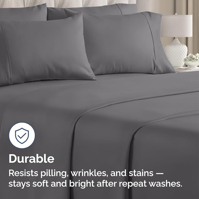 King Pillow Cases - 4 Pack - Super Soft Pillowcase Covers - Envelope Enclosure - Hotel Quality Pillow Protectors - Wrinkle Free, Shrink and Stain Resistant - Machine Washable - 20" x 40" (Dark Grey)