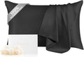 THXSILK Silk Pillowcase for Hair and Skin, 100% Mulberry Silk Grade 6A+ Silk Both Sides Bed Pillow Cover with Hidden Zipper, 1pc Hypoallergenic Pillowcase (King Size 20"x36", Black)