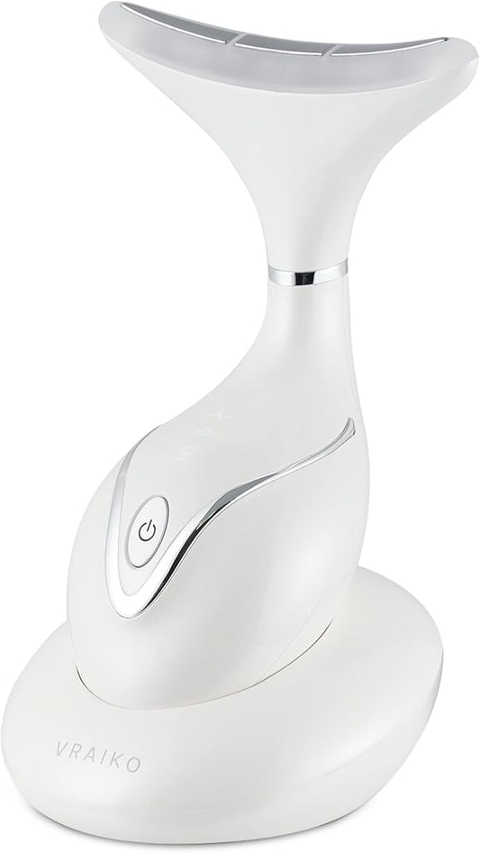 Iris Neck Face Massager, Pro Face Sculpting Tool with Charging Base, All-in-1 Facial Device for Enhanced Absorption, Radiance, Contouring, Elasticity, Home Facial Spa (White)