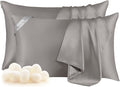 THXSILK Set of 2 100% Mulberry Silk Pillowcases for Hair and Skin, 19 Momme Natural Silk Pillow Cover with Hidden Zipper, Soft Breathable Smooth Organic Silk Pillowcase(Grey, Queen Size 20"x30")