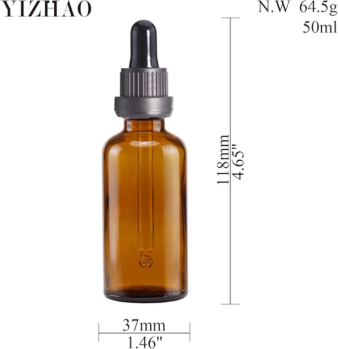 YIZHAO Amber Glass Dropper Bottle 2oz, Tincture Bottles with Glass Dropper, for Essential Oils, Aromatherapy, Cosmetic, Laboratory, Pharmacy, Liquids, Travel –12 Pcs