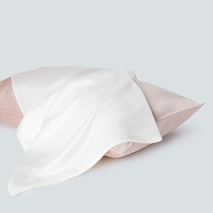 Oeko-TEX Certified White Silk Pillow Cases Made in USA, 100% Real Silk Pillowcase for Hair and Skin, 22 Momme, Standard Size,1 Pc 20"x26" (Standard, White)