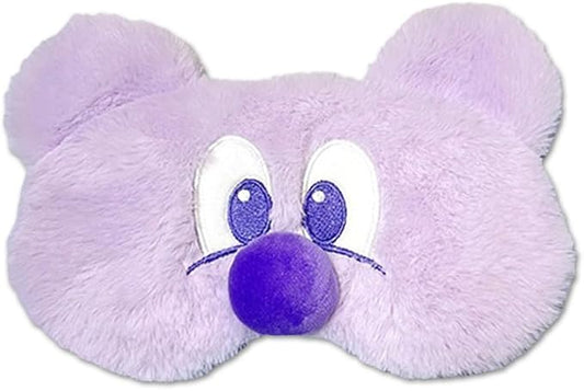 PERFECTSIGHT Mouse Sleep Eye Masks, Cute Plush Sleep Eye Cover Lightweight Adjustable Eyeshade Faux Fur Mask Cover for Women Men Kids Sleep Travel Nap, Big Eye Girl, Purple Nose