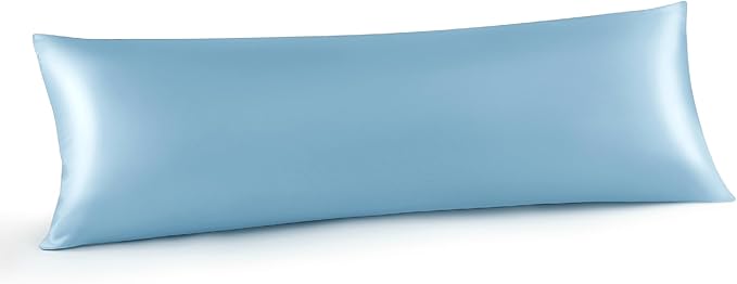 INFIIXSO Body Pillow Cover with Zipper, Luxury Mulberry Silk Body Pillow Case 20x54 Inches, Ultra Smooth and Soft Cooling Long Pillowcase, Gift for Women, Men(Light Blue)