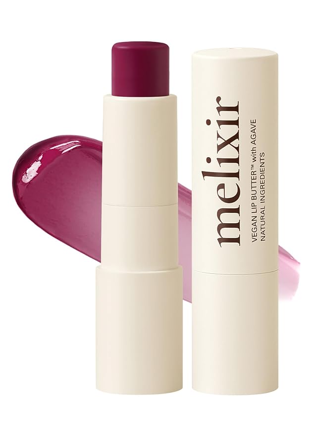 Melixir Vegan Lip Butter #16 Wine Stain (+11 more colors), Hydrating Tinted Lip Balm Stick, Bee-Free, Petrolatum-Free, Plant-Based, Moisturizes Dry Chapped Lips With Shea Butter, Sheer Natural Finish