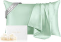 THXSILK 100% Mulberry Silk Pillowcase for Hair and Skin Health, Soft Breathable and Smooth Pillowcase with Hidden Zipper, Both Sides Premium Grade 6A+ Silk, 1pc (Standard 20"x26", Turquoise Green)