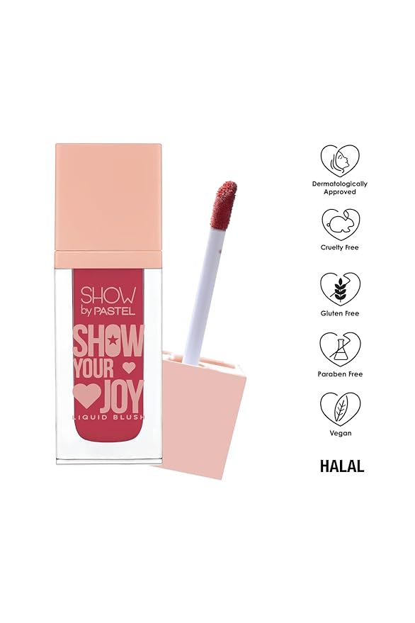 Show Your Joy Liquid Blush 55 | Dewy Finish | Natural Looking | Clean Beauty | Moisturize The Skin Up to 24 Hours | Cruelty-Free | Natural and Fresh Looking | 0.141 fl.oz.