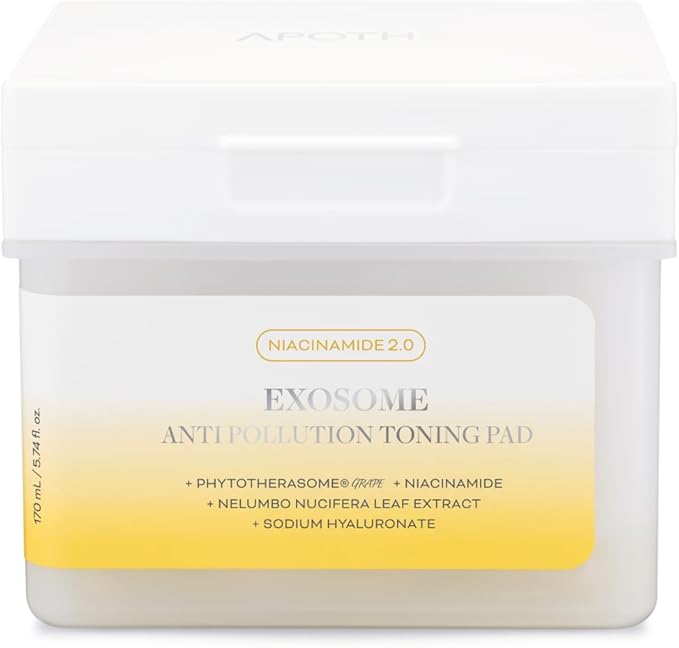 APOTHE Exosome Anti-Pollution Toning Pads with Niacinamide & Lotus – Brightening, Hydrating & Exfoliating, 60 Pads (3.38 fl oz)