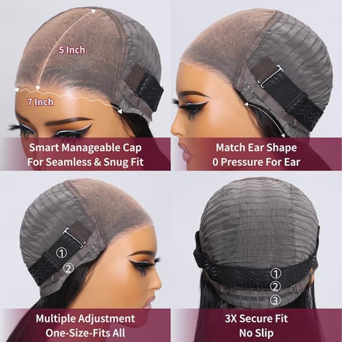 YIROO Ombre Chestnut Brown Bye Bye Knots Wig Loose Wave 7x5 Lace Front Glueless Wig Human Hair Pre Plucked Pre Cut Put on and Go Ready to Wear Wig Pre Bleached 150% Density 24inch