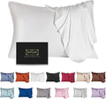 Mulberry Silk Pillowcase for Hair and Skin,Queen Size Cooling Silk Pillow Case with Hidden Zipper,Allergen Proof Dual Sides Soft Breathable Smooth Silk Pillow Cover for Women(Queen,White)