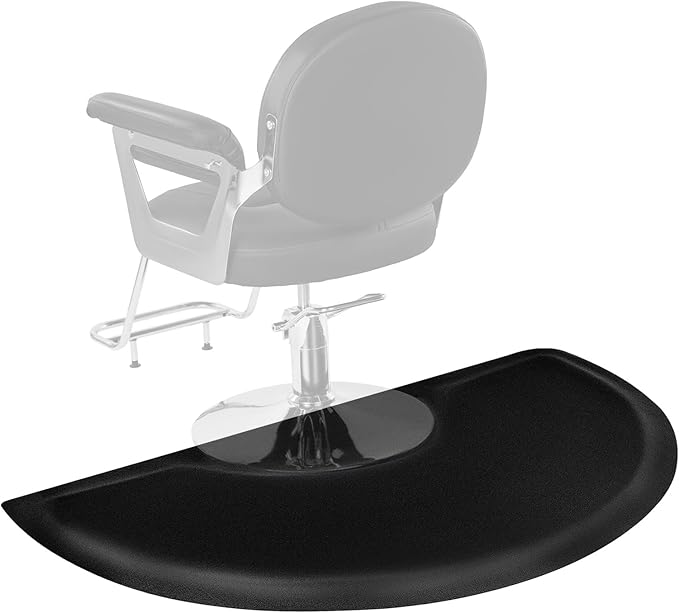 VEVOR Salon Mat for Hair Stylist, 3 x 5 FT Semi-Circle Salon Chair Mat, 1/2-inch Thickened Anti Fatigue Barber Shop Floor Mat with Round Cut Out, Easy-to-Clean PVC Surface & Anti-Trip Beveled Edges