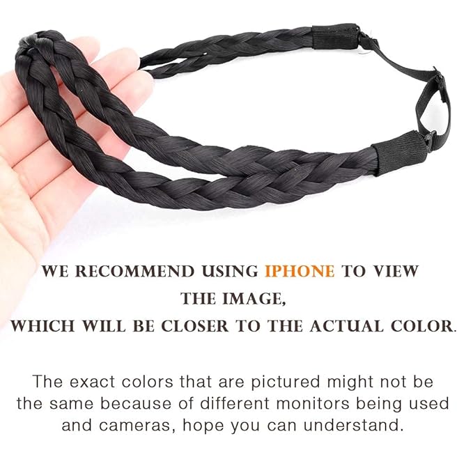 DIGUAN Double Three Strand Synthetic Hair Braided Headband Hairpiece Extension Women Girl Beauty accessory (Natural Black)