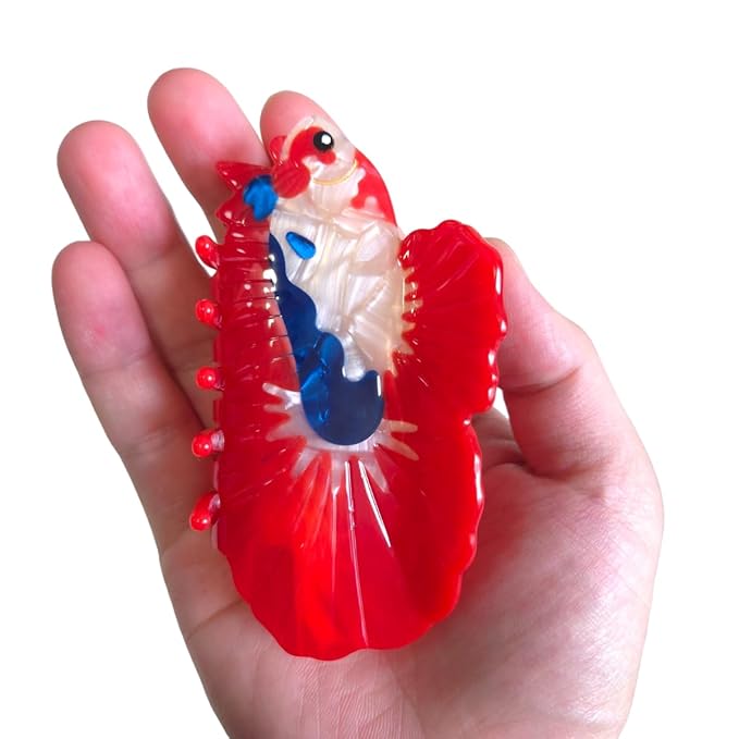 Novelty Aquatic Animals Hair Clips,Fighting Fish Hair Clip,Cellulose Acetate Hair Clips,Big Claw Clips for Women