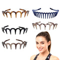 5 PCS Zig Zag Headbands for Women Non Slip, Recycled Plastic Tortoise & Black Headbands with Teeth for Slicked Back Styles, high skull headband Comfortable Comb Hairbands for Women & Girls