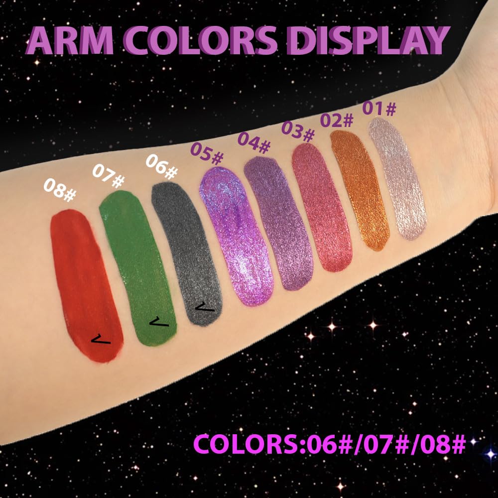 Gray Black Green Red Metallic Lipstick for Women,Glitter Sparkling Liquid Lipstick,Long Lasting Waterproof Lightweight Non-Drying Bold Dark Lip Gloss for Gothic Stage Makeup,Vegan