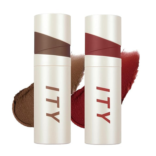 ITY Velvet Matte Finish Lip Stain-Mousse Textured Lip Clay, Red Shade, Conceals Lip Lines, Rich Pigment Lip Tint Lipsticks, 0.14 oz (4g) in Earthy, Ruby.