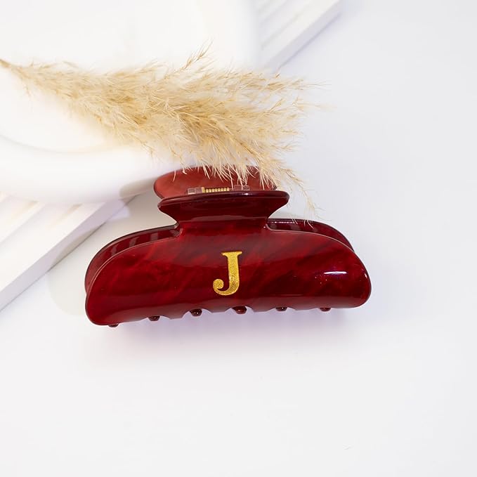 Initial Cute Hair Clips - Red Letter Elegant Hair Claw Clips, Glitter Claw Clips Durable Hair Clips, Wedding Gift, Bridesmaid Gifts, Birthday Gifts, Christmas Gift, Letter S