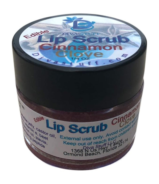 Diva Stuff Ultra Hydrating Lip Scrub for Soft Lips, Gentle Exfoliation, Moisturizer & Conditioner, Cinnamon and Clove – ¼ oz (Made in the USA)