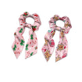 Xmas Candy Cane Pack Of 2 Knotted Bow Hair Scrunchies Gingerbread Man Ponytail Holder Ladies Pink Ribbon Scrunchy Accessory for Christmas