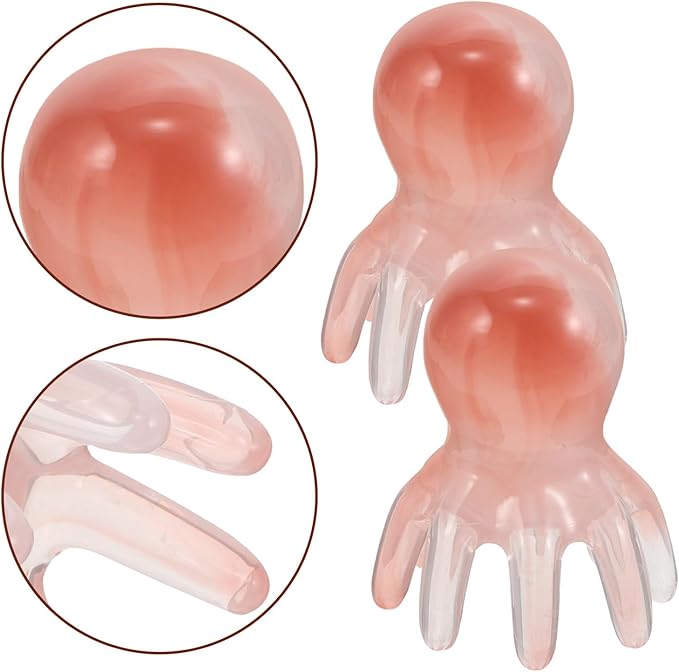 Octopus Scalp Massager Comb 2Pcs Handheld Resin Head Massage Tool with Meridian Acupressure Points Pink for Hair Scalp Relaxation and Neck Back Relief