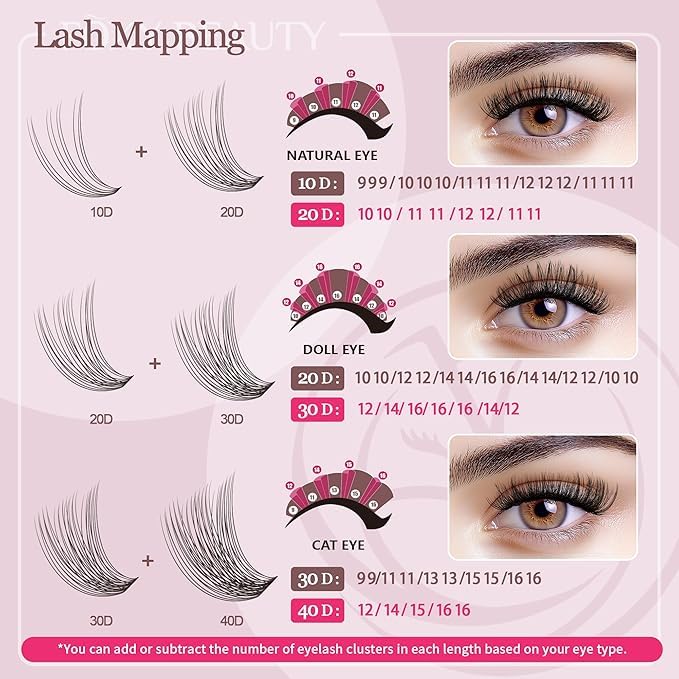 Bombshell SE Lash Clusters 600PCS Lashes - Lash Clusters 10D 20D 30D+40D50D60D Individual Lashes Clusters D Curl Lash Extension 8-16MM Eyelash Clusters DIY Cluster Eyelash Extensions for Beginners