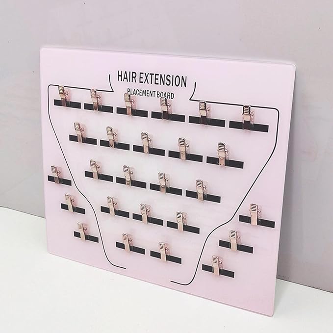 DNCG Hair Extension Holder Acrylic Board, Hair Extension Holder Board With Clip For Hairpieces, Wig Sectioning Display Grafting Plate, Hair Hanger, 1, light pink