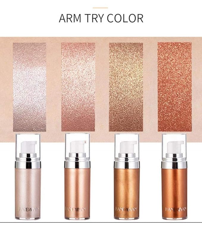 Body Face Luminizer Highlighter Cream Spray Liquid Bronzer Illuminator Glow Glistening Makeup Foundation Cheekbone & Blush Liquid Highlighter Bronzer Smooth Shimmer Glow Makeup(#2 Rose Gold)