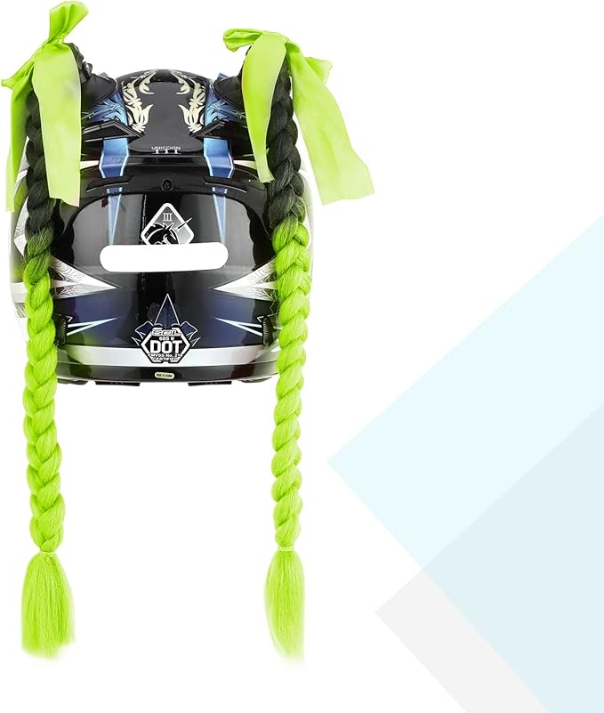 SEGO 1PCS/2PCS Helmet Pigtail Braids with Detachable Suction Cup Bowknot Ponytail Hair Many Colors (Helmet not Included)